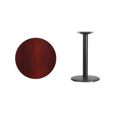 Flash Furniture 24 Round Laminate Table Top, Mahogany w/18 Round Table-Height Base XURD24MATR18