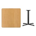 Flash Furniture 36 Square Laminate Table Top, Natural w/30x30 Table-Height Base XUNT3636T3030