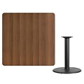 Flash Furniture 42 Square Laminate Table Top, Walnut w/24 Round Table Height Base (XUWA4242TR24)