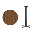 Flash Furniture 30 Round Laminate Table Top, Walnut w/22x22 Bar-Height Table Base
