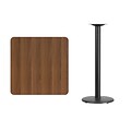 Flash Furniture 30L Square Table w/18W Round Bar Height Table Base, Walnut Laminate