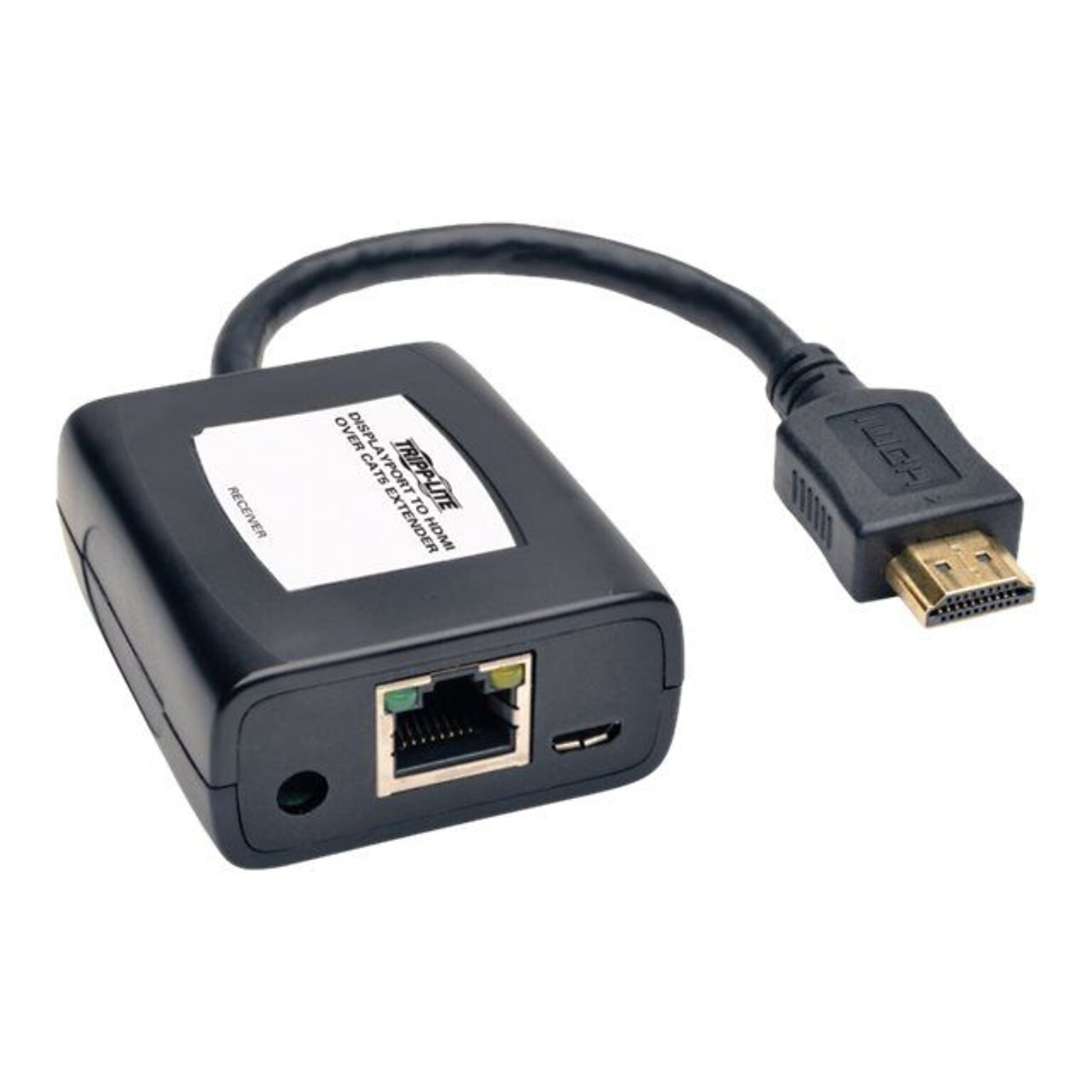 Tripp Lite B150-1A1-HDMI Display Port to HDMI-over-Cat5/Cat6 Active Extender Transmitter and Receiver Kit; Black