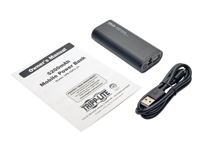Tripp Lite 5200 mAh Mobile Power Bank USB Battery Charger with LED Flashlight; Black (UPB-05K2-1U)