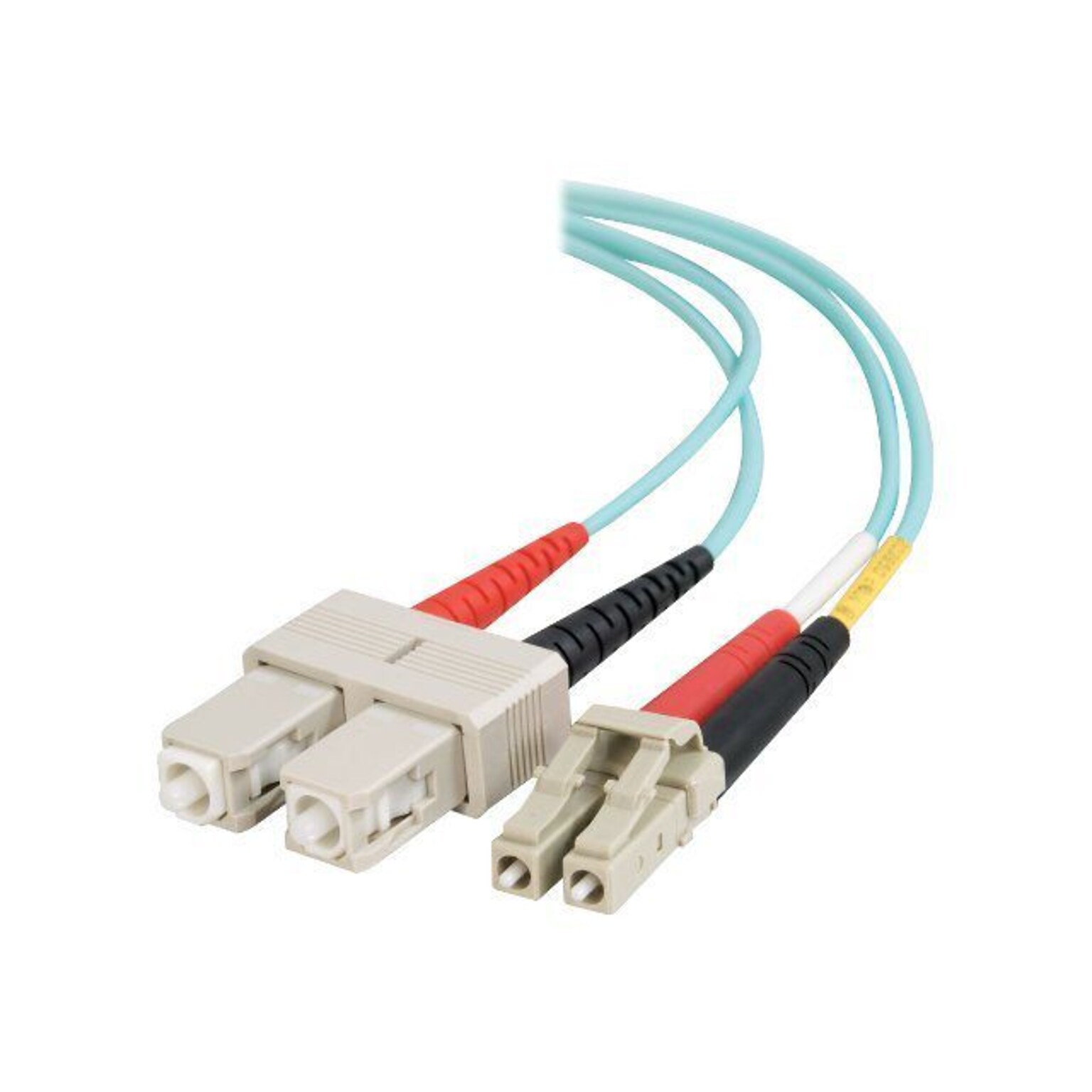 C2G ® 33053 3 m LC/SC Male/Male 50/125 OM3 Duplex Multimode Fiber Optic Cable, Aqua