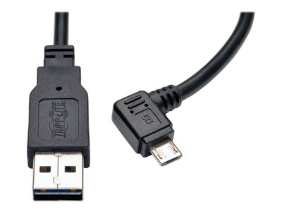 Tripp Lite Reversible USB Charge Cable A to Right Angle 5-Pin Micro B 3ft