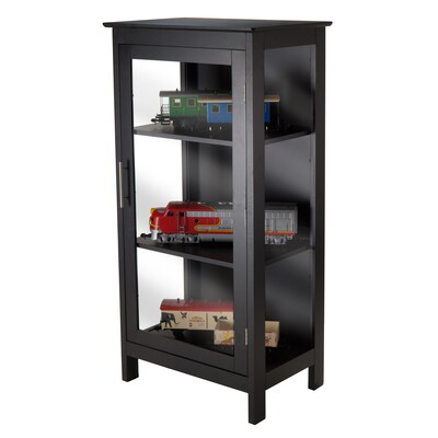 Winsome Poppy Display Cabinet with 3-Sided Tempered Glass, 47.2"H, Black (20523)