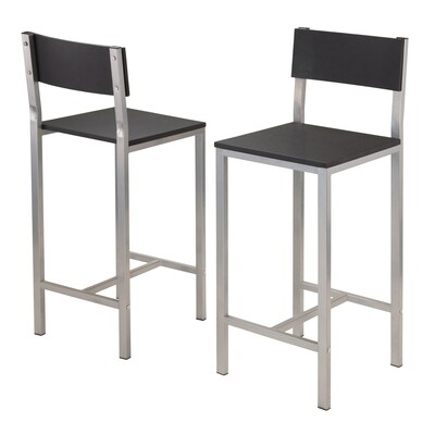 Winsome Hanley Table with Two 26 High Back Stools, Black (93336)