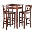 Winsome Halo Pub Table with Two 30 V-Back Stools, Walnut (94586)