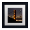 Trademark Fine Art Golden Gate and Moon by Moises Levy 11 x 11 White Matted Black Frame (ALI1110-B1111MF)