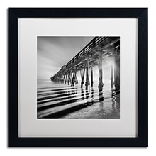 Trademark Fine Art Pier and Shadows by Moises Levy 16 x 16 White Matted Black Frame (ALI1119-B