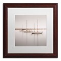 Trademark Fine Art Three Boats by Moises Levy 16 x 16 White Matted Wood Frame (ALI1149-W1616MF)