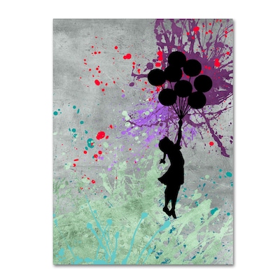 Trademark Fine Art Flying Balloons by Banksy  14 x 19 Canvas Art (ALI1239-C1419GG)
