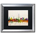 Trademark Fine Art Paris Skyline by Michael Tompsett 16 x 20 Black Matted Silver Frame (MT0188-S1620BMF)