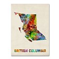 Trademark Fine Art British Columbia Watercolor Map by Michael Tompsett 18 x 24 Canvas Art (MT0503-C1824GG)