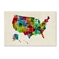 Trademark Fine Art United States Watercolor Map 2 by Michael Tompsett 22 x 32 Canvas Art (MT0514-C2232GG)