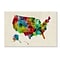 Trademark Fine Art United States Watercolor Map 2 by Michael Tompsett 30 x 47 Canvas Art (MT05