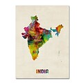Trademark Fine Art India Watercolor Map by Michael Tompsett 24 x 32 Canvas Art (MT0522-C2432GG)