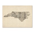 Trademark Fine Art Old Sheet Music Map of North Carolina by Michael Tompsett 24 x 32 Canvas (MT0525-C2432GG)