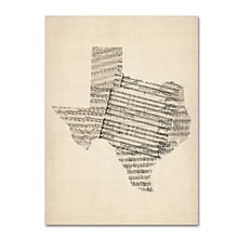 Trademark Fine Art Old Sheet Music Map of Texas by Michael Tompsett 18 x 24 Canvas Art (MT0528