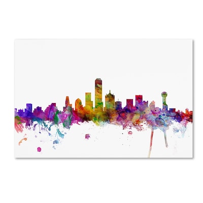 Trademark Fine Art Dallas Texas Skyline by Michael Tompsett 16 x 24 Canvas Art (MT0555-C1624GG