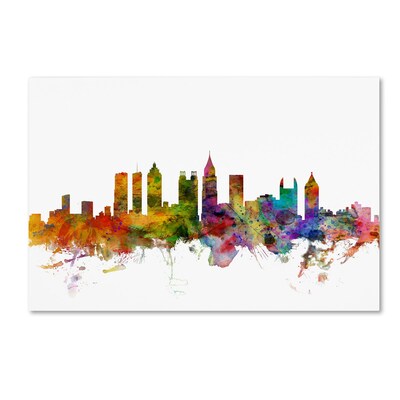 Trademark Fine Art Atlanta Georgia Skyline by Michael Tompsett 16 x 24 Canvas Art (MT0566-C1624GG)
