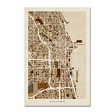 Trademark Fine Art Chicago City Street Map by Michael Tompsett 12 x 19 Canvas Art (MT0670-C121