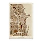 Trademark Fine Art ''Chicago City Street Map'' by Michael Tompsett 12" x 19" Canvas Art (MT0670-C1219GG)