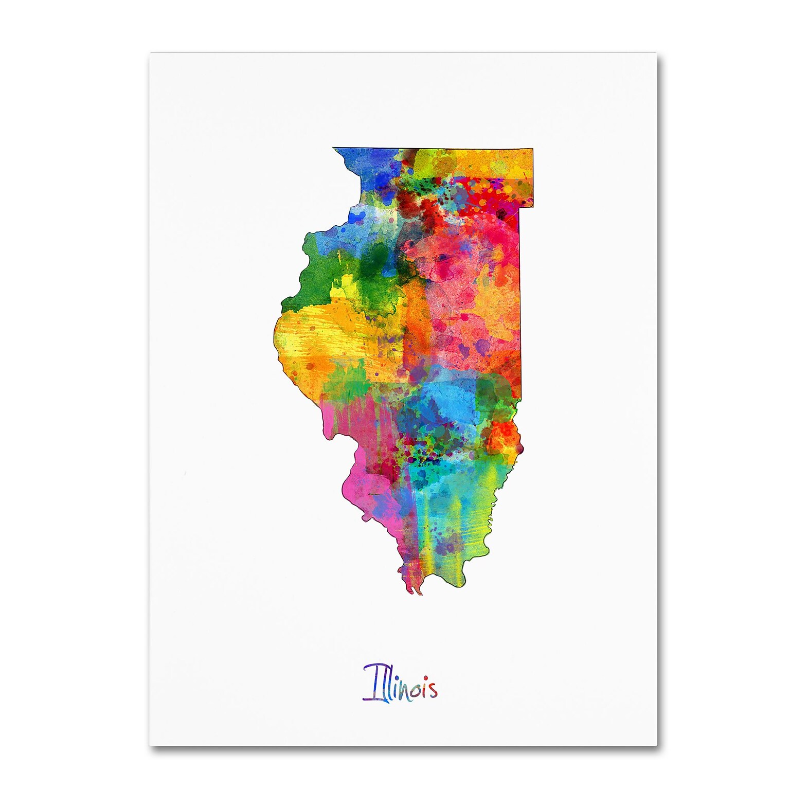 Trademark Fine Art Illinois Map by Michael Tompsett 24 x 32 Canvas Art (MT0709-C2432GG)