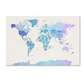 Trademark Fine Art Watercolour Political Map of the World by Michael Tompsett 16 x 24 Canvas Art (MT0725-C1624GG)