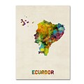 Trademark Fine Art Ecuador Watercolor Map by Michael Tompsett 24 x 32 Canvas Art (MT0739-C2432GG)