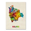 Trademark Fine Art Bolivia Watercolor Map by Michael Tompsett 14 x 19 Canvas Art (MT0741-C1419GG)