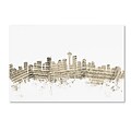 Trademark Fine Art Seattle Washington Skyline Sheet Music by Michael Tompsett 16 x 24 Canvas Art (MT0833-C1624GG)