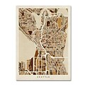 Trademark Fine Art Seattle Washington Street Map by Michael Tompsett 18 x 24 Canvas Art (MT0870-C1824GG)