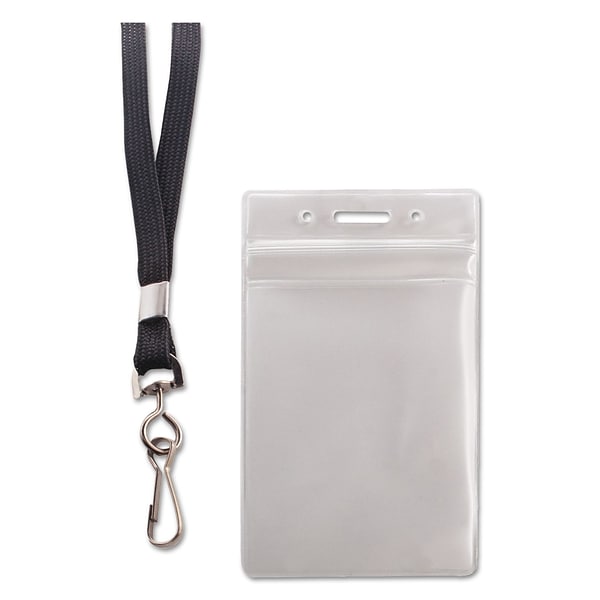 Advantus Resealable Id Badge Holder with Lanyard, 2 5/8 x 3 3/4, Clear, 20/pack (91131)