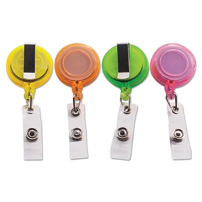 Advantus Deluxe Retractable Id Card Reel, 30 Extension, Assorted Colors, 20/pack