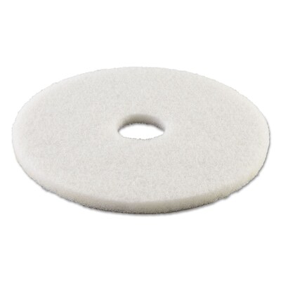 Premier Polishing Floor Machine Pad, White, 13", 5/Case