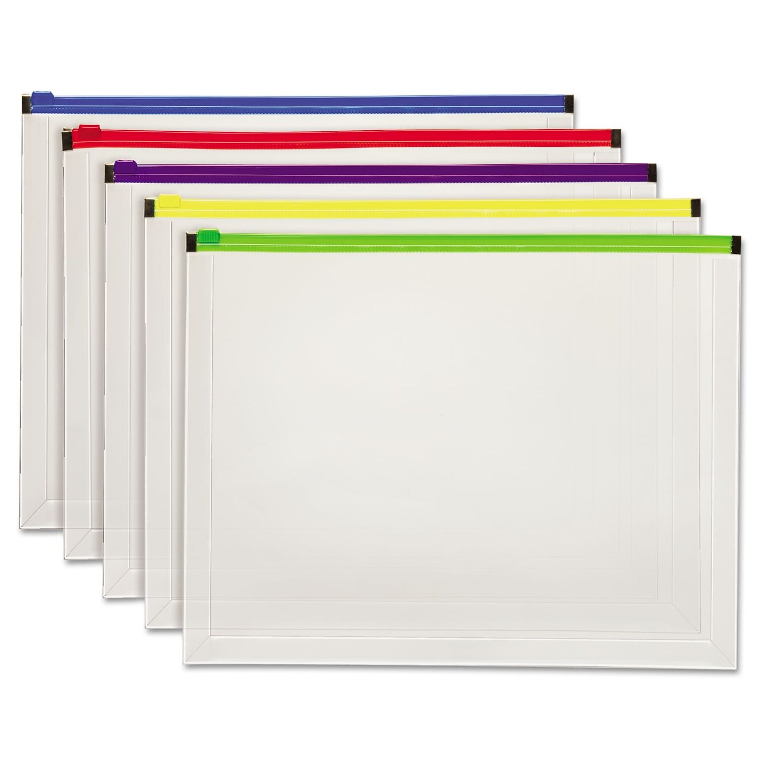 Pendaflex Poly Zip Plastic Zip Document Envelope, 10 x 13, Assorted Colors, 5/Pack (85292)
