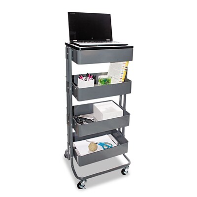 Vertiflex Multi-Use Storage Cart/Stand-Up Workstation, Gray (VF51025)