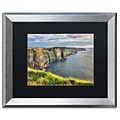 Trademark Fine Art Cliffs of Moher Ireland by Pierre Leclerc 16 x 20 Black Matted Silver Frame (PL0021-S1620BMF)