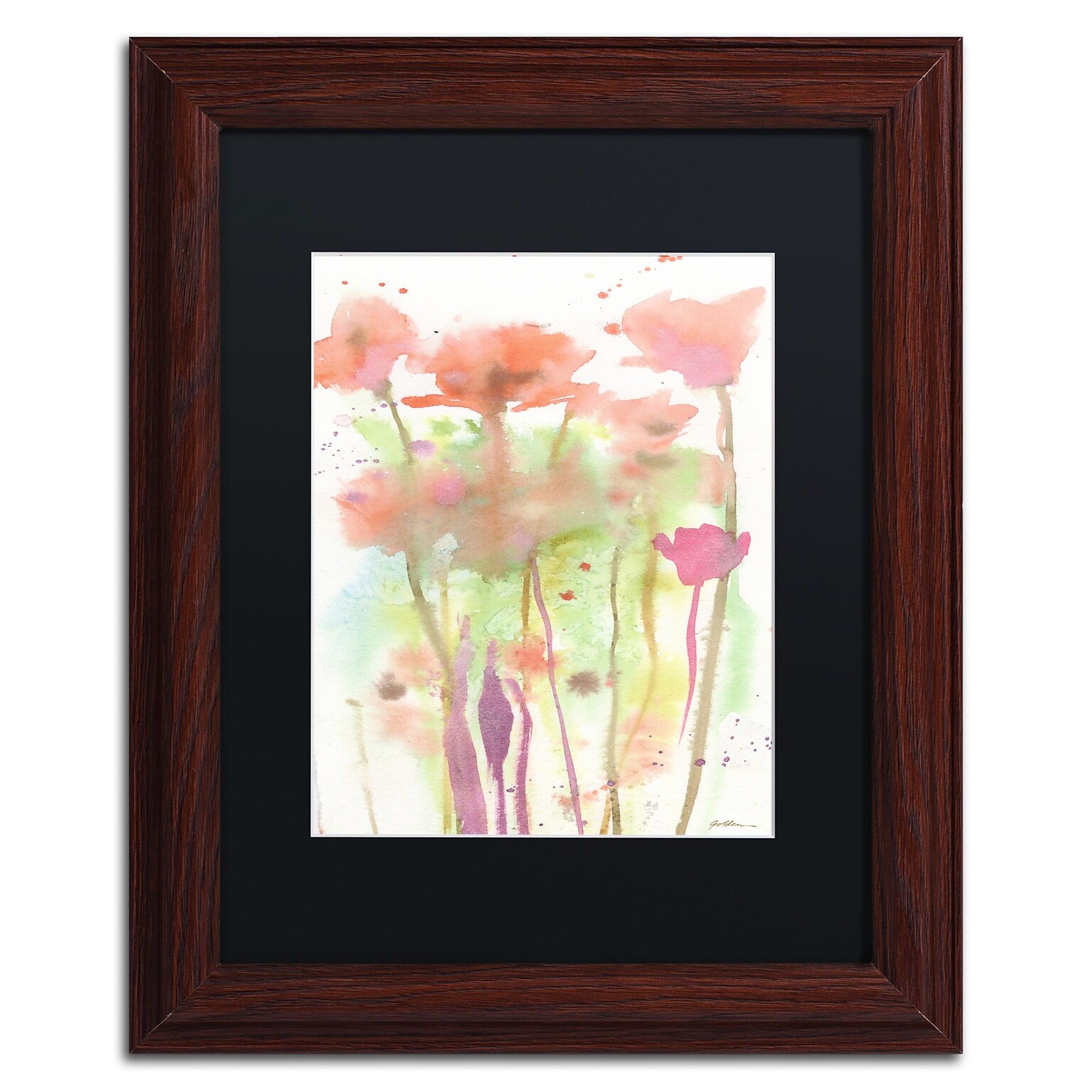 Trademark Fine Art Red Poppy Impressions by Sheila Golden 11 x 14 Black Matted Wood Frame (SG5735-W1114BMF)