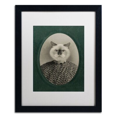 Trademark Fine Art Cat #1 by J Hovenstine Studios, 16 x 20 White Matted Black Frame (ALI1330-B1620MF)