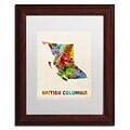 Trademark Fine Art British Columbia Watercolor Map by Michael Tompsett 11 x 14 White Matted Wood Frame (MT0503-W1114MF)