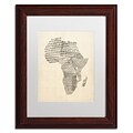 Trademark Fine Art Old Sheet Music Map of Africa by Michael Tompsett 11 x 14 White Matted Wood Frame (MT0533-W1114MF)