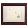 Trademark Fine Art Old Sheet Music Map of Hawaii by Michael Tompsett 11 x 14 White Matted Wood Frame (MT0536-W1114MF)