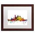 Trademark Fine Art Pittsburgh Pennsylvania Skyline by Michael Tompsett 16 x 20 White Matted Wood Frame (MT0548-W1620MF)