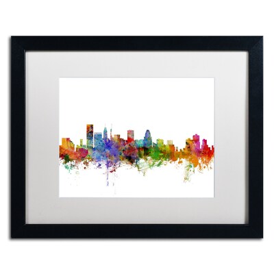 Trademark Fine Art Baltimore Maryland Skyline by Michael Tompsett 16 x 20 White Matted Black F