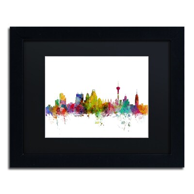 Trademark Fine Art San Antonio Texas Skyline by Michael Tompsett 11 x 14 Black Matted Black Frame (MT0579-B1114BMF)