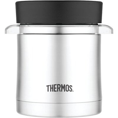 Thermos Stainless Steel Microwavable Food Jar With Stainless Steel Vacuum Insulated Sleeve, 16 Oz.