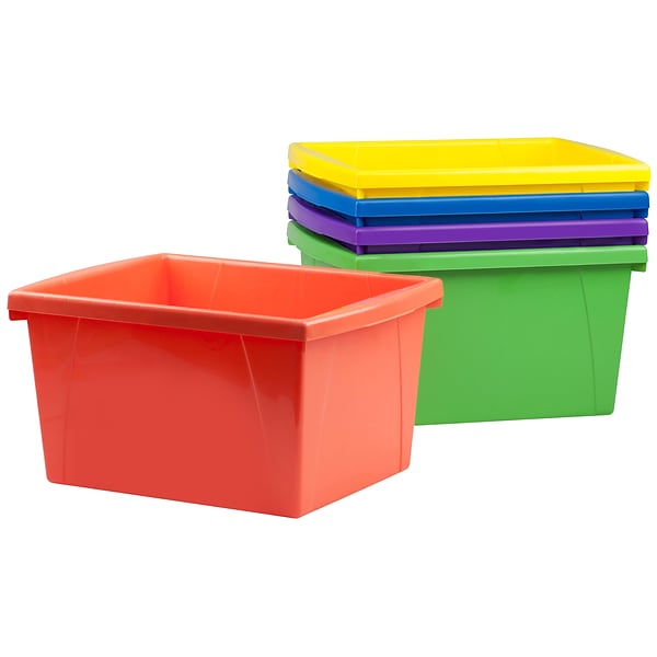 Storex Small Cubby Bin, Red, 5-Pack