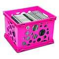 Storex Mini Crate, 6H x 7.75L x 9W, Neon Pink, 3/Set (STX61584U03C)